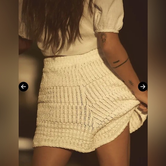 NWT Anthropologie Celandine Crochet-Knit Pull-On Short Ivory White Size S - Picture 2 of 11